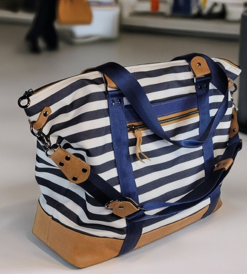 Travel Tote Blue Stripe