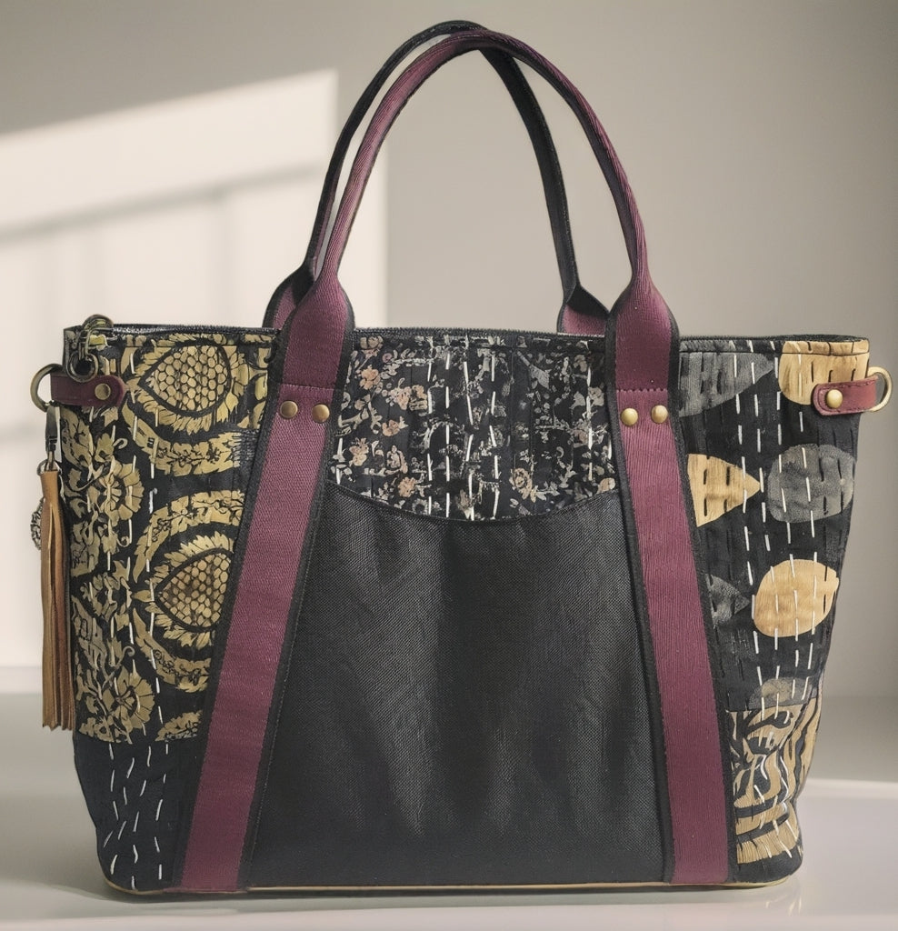 Oxbow Tote Black Sashiko Quilted/Black