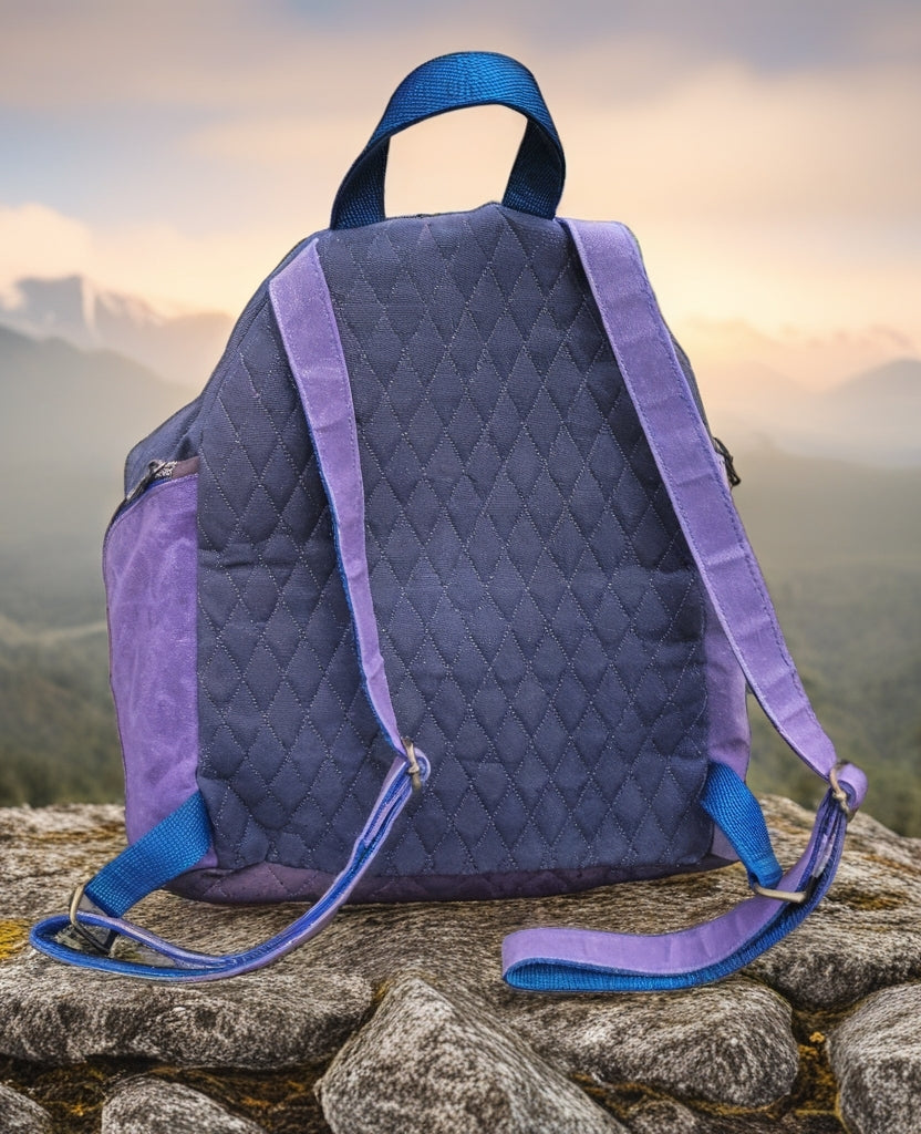 Denver Backpack Blue & Purple Waxed Canvas