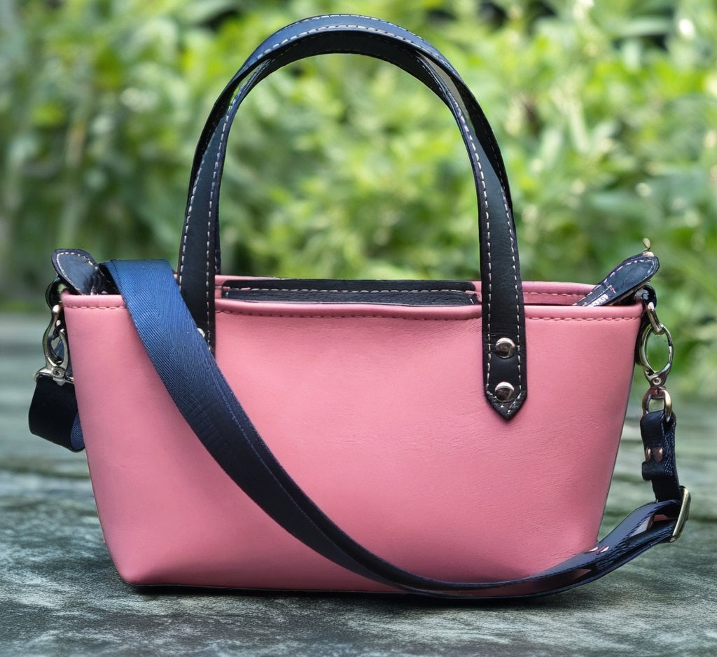 Tote Mini Pink & Navy Leather