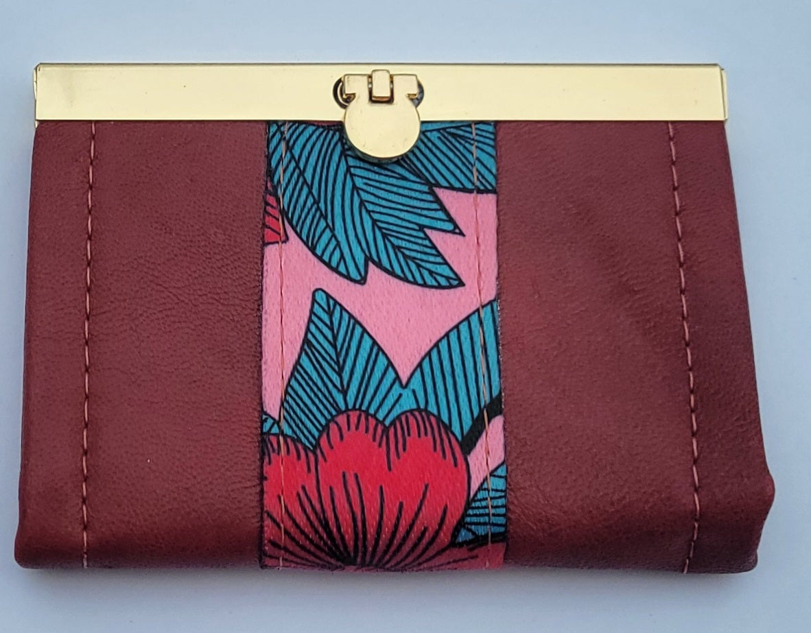 Mini Bi-Fold Wallet Burgundy Maroon & Red