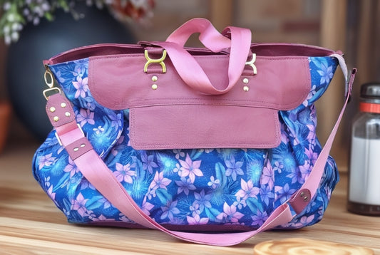 Travel Tote Blue Fairy Flowers