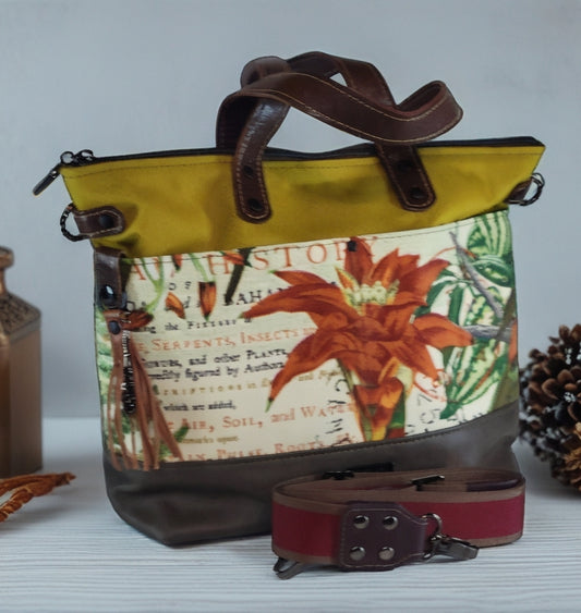 CamilleTote Gold/Brown/Tropical Canvas