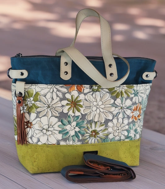 CamilleTote Teal/Green/Grey Floral