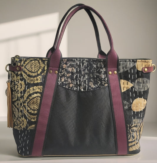 Oxbow Tote Black Sashiko Quilted/Black