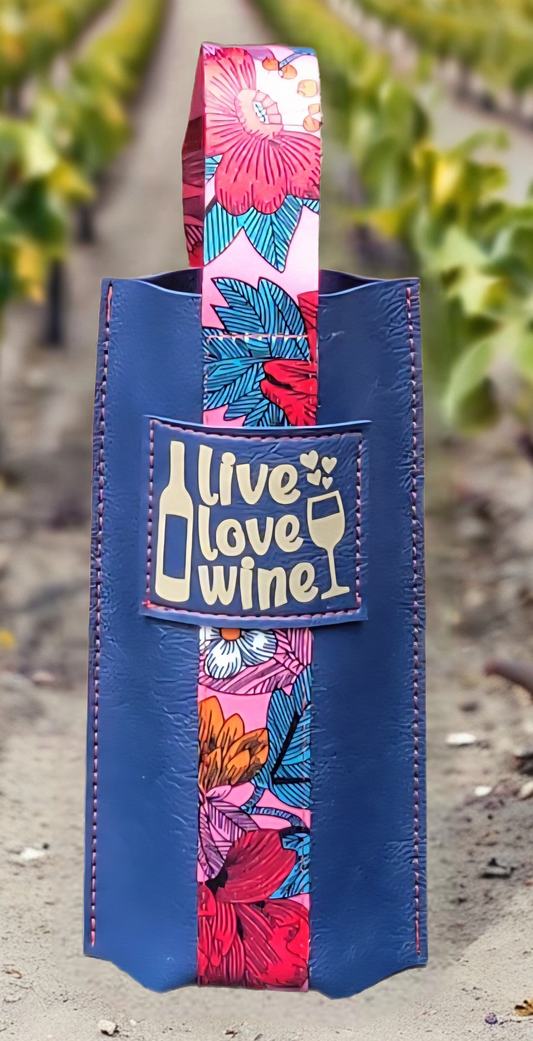 Wine Carrier Navy Live Love Wine