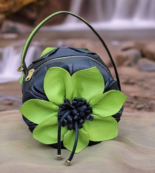 Flower Bag Navy/Lime Green