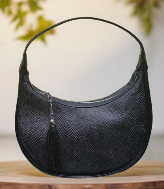 Duchess Handbag Grey/Black Leather